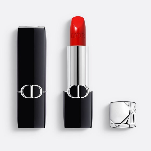 DIOR - 080 Red Smile Satin lipstick Finish Hydrating Floral Long Wearing NEW